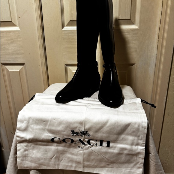 Never Worn Coach Glossy Black Leather Tall Boot - Picture 2 of 7